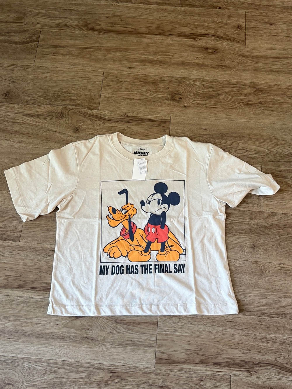 Disney White Mickey & Pluto Graphic cropped Tee